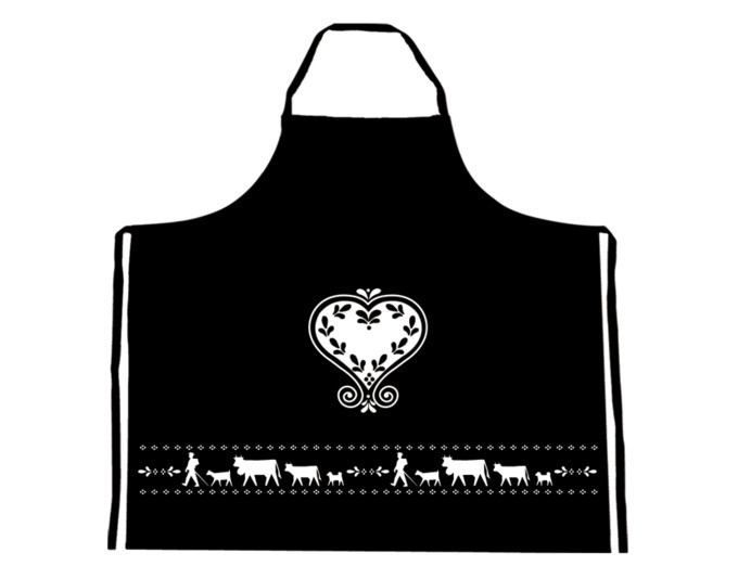 Küchenschürze Alpaufzug, schwarz<br> Farbe: schwarz