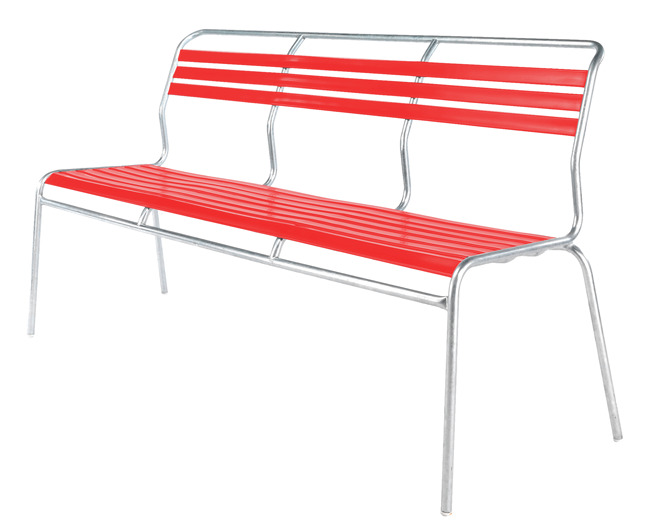 Bank Säntis ohne Armlehne 3-er<br> Farbe Kunststofflatten: rot