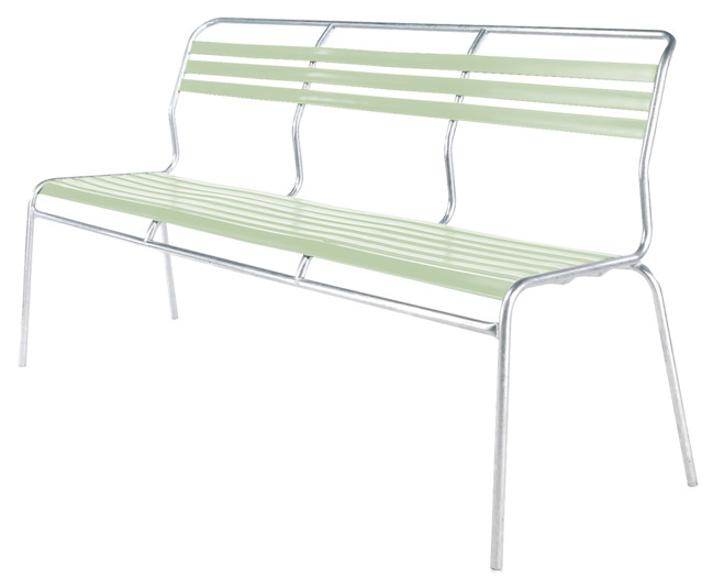 Bank Säntis ohne Armlehne 3-er <br> Farbe Kunststofflatten: pastellgrün